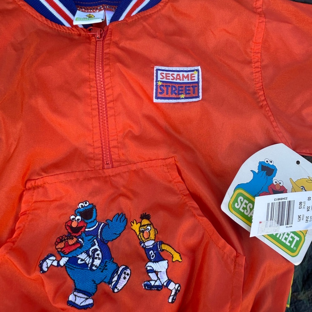 Vintage Sesame Street Vibrant Orange Kids Jean Jacket